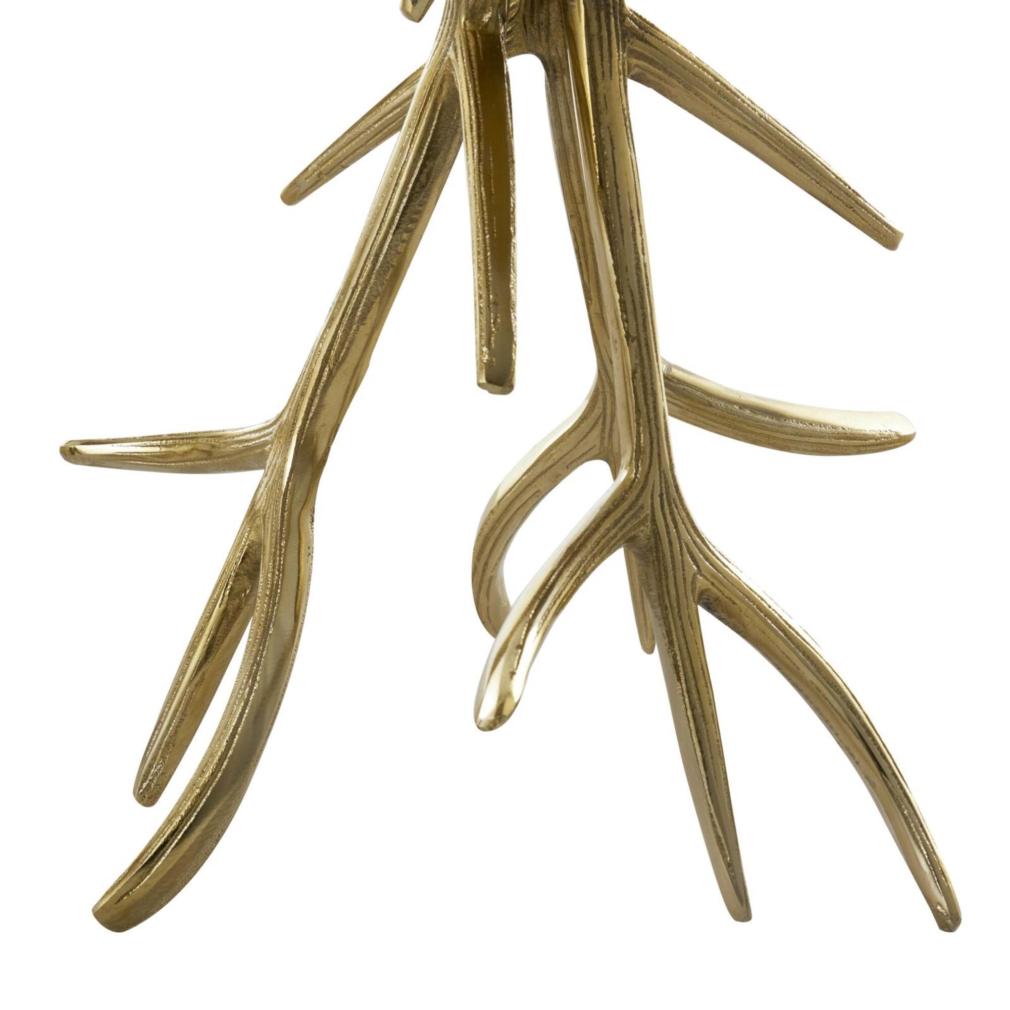 Gold & Aluminum Metal Tree Accent Table with Branch Inspired Bases, 3ct.